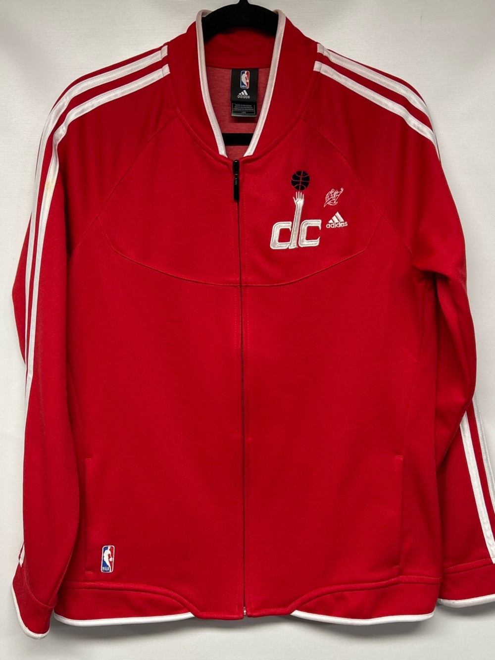 adidas Red Track Jacket with White Trim and NBA Logo